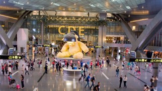 lamp bear by swiss artist urs fischer hamad international airport
