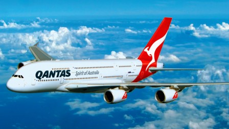 qantas a380 above clouds