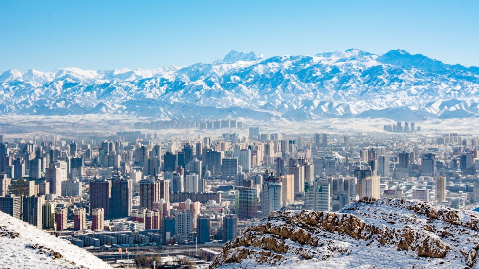 urumqi with mountain backdrop