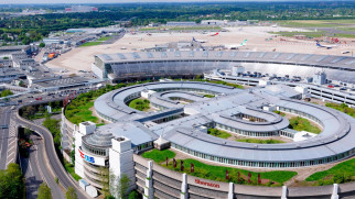 dusseldorf airport aerial view