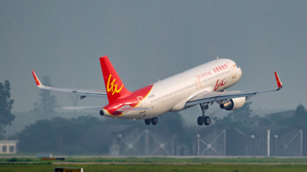 gx airlines aircraft taking off