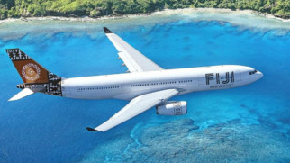 fiji airways above blue sea