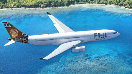 fiji airways above blue sea