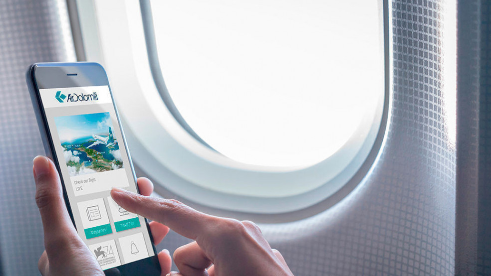 air dolomiti mobile app and window
