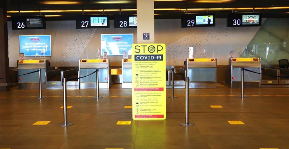 koltsovo airport covid-19 signage