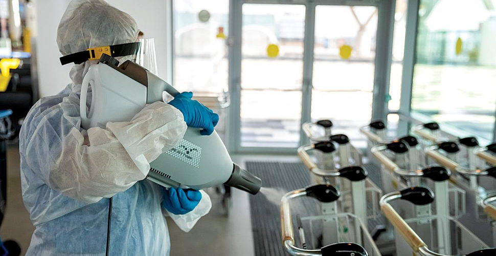 covid-19 luggage trolley disinfection